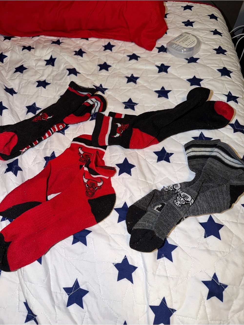 Men's Red and Gray Athletic Crew Socks - 4-Pack